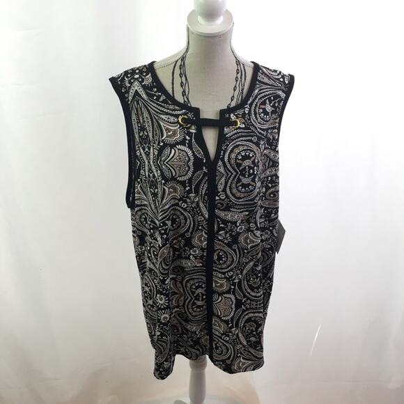 Liz Claiborne Career Grommet Tank Black Paisley XL - Picture 1 of 13